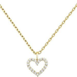 14K Necklace Gold Plated Cubic Zirconia Heart Necklace 18'' NEW
